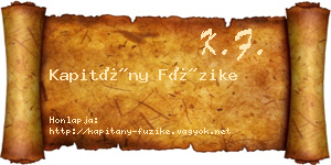 Kapitány Füzike névjegykártya